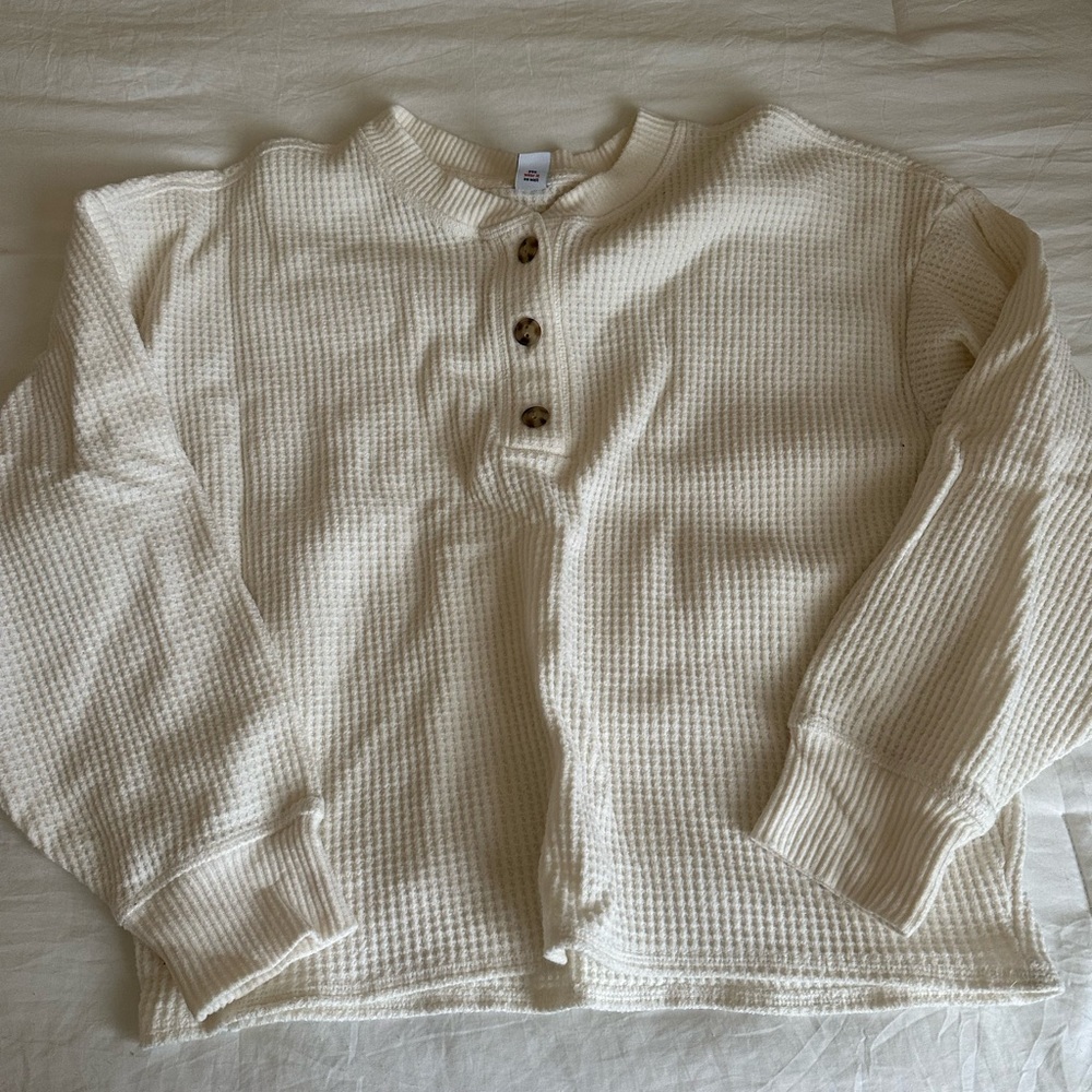 Old Navy Cream Waffle Knit Shirt